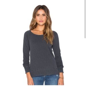 James Perse Vintage French Terry Cropped Raglan Pullover Top Long Sleeve 2 Med